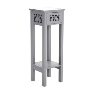 Wooden Tall Side Bedroom Living Room End Table with Drawer Shelf Nightstand Desk - Picture 1 of 8