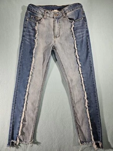 Hayden Jeans Womens S 28x24 Blue Mid Rise Skinny Fringe Ankle Two-Tone Denim - Picture 1 of 6