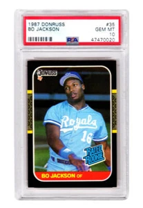Bo Jackson 1987 Donruss #35 RC Rated Rookie Card - PSA 10 GEM MINT (New Label) - Picture 1 of 2