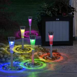 Luxus RGB LED 5er Set Außenlampen Steckleuchten Grundstückstrahler FARBWECHSLER - Bild 1 von 12