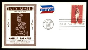 Mayfairstamps US FDC 1963 Amelia Earhart First Day Cover aau_12237 - Picture 1 of 2