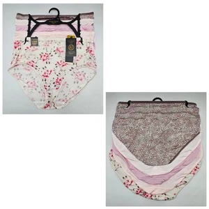 KATHY IRELAND 5 Pack Women's Plus 2X Microfiber Panties Brown Cream Pink - Picture 1 of 5