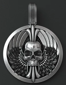 MENDEL Plata Alado Ángel de la Muerte Calavera Esqueleto Colgante Collar... - Imagen 1 de 7