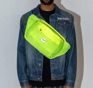 Pink Dolphin Oversized Neon Yellow Waist Bag With Blue Strap - Picture 1 of 8