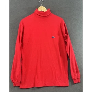 Vintage IZOD LACOSTE Rot Rollkragen Shirt Langarm Baumwolle Herren Gr. Medium - Bild 1 von 10