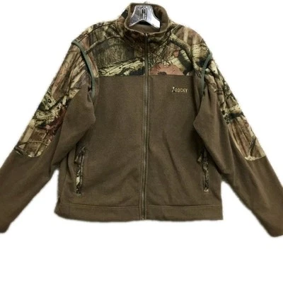 Rocky Sweater Large Adult Brown Camo Realtree Full Zip Pockets Fleece Mens XL - Image 1 of 4
