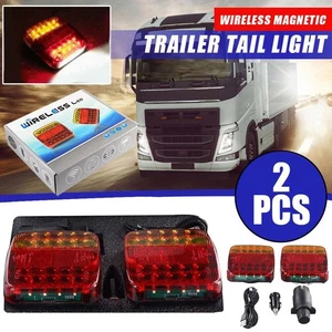 2X Wireless Magnetic LED Truck Tail Light Trailer Rear Warning Light Signal K1L8 - Picture 1 of 17