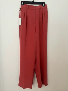 ARITZIA WILFRED Pants Womens Size 4 Red The Effortless Pleated High Rise Career - Picture 1 of 6