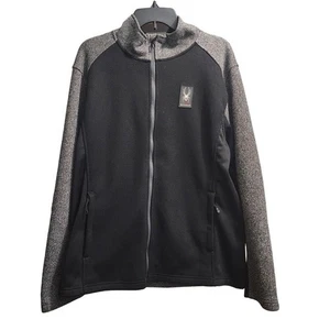 Spyder Full Zip Jacket Textured Knit Pullover Athletic Gray Black L - Picture 1 of 8