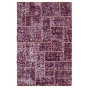 Patchwork 133x88 CM Hand-Knotted Perserteppich-Orient, Carpet, Rug, Vintage Lila - Picture 1 of 8
