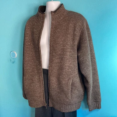 L. L. Bean Mens Vintage Brown Wool Linen Lined Full Zip Jacket Size L 50" Chest - Image 1 of 4