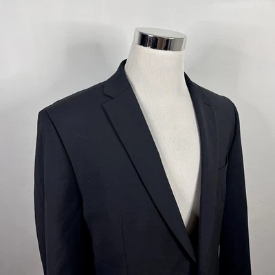 Abrigo Deportivo Bar III 46R Calce Ajustado Mezcla Lana Todo Negro Dos Botones Doble Ventilación Foto 1 de 4