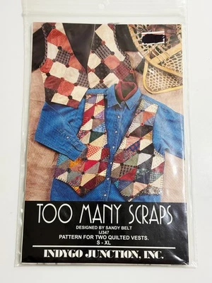 Indygo Junction Pattern Quilted Vest Too Many Scraps Misses S M L XL Vtg 1994 - Image 1 of 2