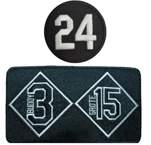 2024 New York Mets Black Memorial Jersey Patch Set ~ Willie Mays Harrelson Grote - Picture 1 of 2
