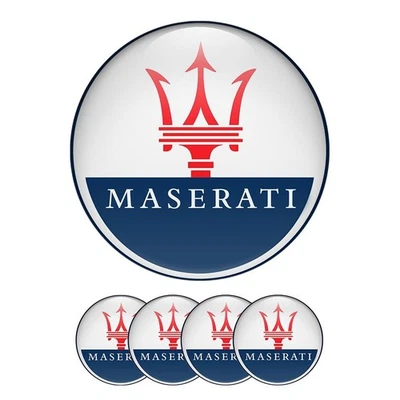 4 calcomanías adhesivas abovedadas insignia de llanta epoxi se adapta a tapas centrales de rueda con logotipo Maserati Foto 1 de 4