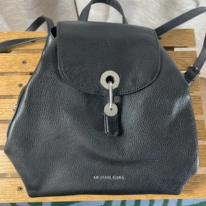 Michael Kors Raven Leather Black Gold Backpack - Picture 1 of 7