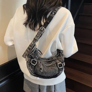 Adjustable Strap Canvas Dumpling Bag American Style Underarm Bag Lady - Picture 1 of 14
