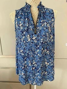Marc Cain blusa blu senza maniche blu bianca floreale taglia 8 N1 donna - Foto 1 di 6