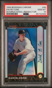 David Cone 1999 Bowman Chrome International Refractor #015/100 PSA 10 Yankees - Bild 1 von 2