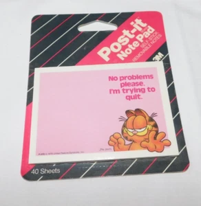 Bloc-notes vintage Garfield Post-It neuf pas de problème svp. J'essaie d'arrêter - Photo 1/4