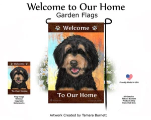 Welcome Garden Flag - Black and Tan Bernedoodle 234A - Picture 1 of 1