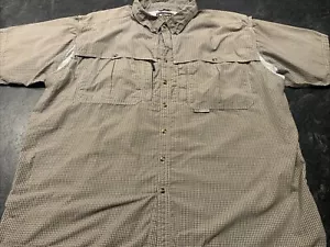 Drake Mens Brown Plaid Short Sleeve Fishing Shirt Lightweight Vented 3X - Picture 1 of 13