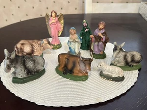 Sprouse-Reitz Plaster Chalk Ware NATIVITY 9 Pieces Christmas JAPAN/Italy - Picture 1 of 22