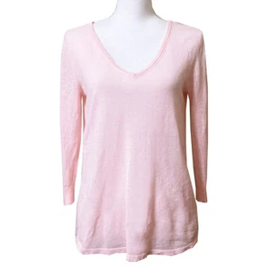 Banana Republic Pink Sweater Blouse Small Mixed Media Linen Blend - Picture 1 of 8