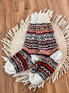 Stricksocken Wollsocken lang handgestrickt Wintersocken Boho Hippie Socken Wolle - Bild 1 von 10