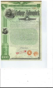 CARTHAGE AND ADIRONDACK RAILWAY COMPANY.....1892 FIRST MORTGAGE GOLD BOND - Picture 1 of 1