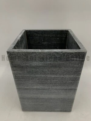 Bote de basura de mármol artesanal Pottery Barn negro 11" H #X750 Foto 1 de 4