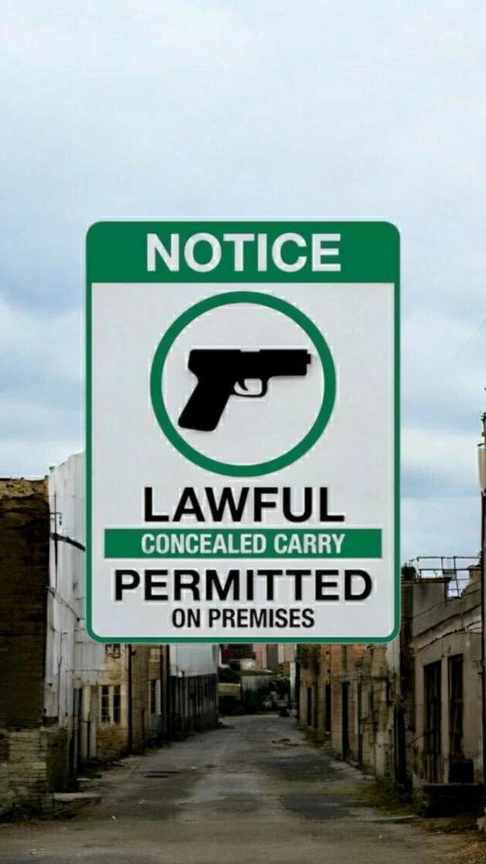NOTICE LAWFUL CONCEALED CARRY PERMITTED - Gun Sign - Business Decal Sign 6" x 4" - Image 1 of 1