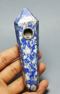 Natural Lapis Lazuli  Quartz Crystal Wand Pipe - Picture 1 of 12