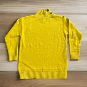 Anthropologie Margarita Tunic Sweater Size S Gold Mock Neck Button Oversized - Picture 1 of 10