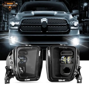 AUXBEAM Pair For 2013-2018 Dodge RAM 1500 LED Fog Lights Bumper Lamp Clear Lens - Picture 1 of 12