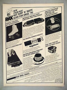ANUNCIO IMPRESO RAX Works - 1979 ~~ Equipo de surf y skate, patines, correa, casillero - Imagen 1 de 1