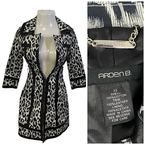 Arden B Trench Coat Womens XS Leopard Gray Jacket Work Office Casual - Picture 1 of 15