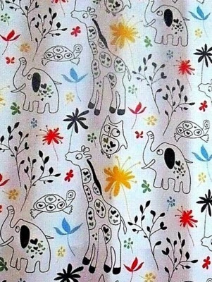 NUEVO Zoo ANIMAL DE LA SELVA Tela CORTINA DE DUCHA Jirafa ELEFANTE BÚHO Tortuga Foto 1 de 4