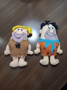 Vintage 1972 Knickerbocker Fred Flintstone Barney Rubble Stuffed Doll Toy - Picture 1 of 11