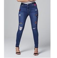 New SIMPLY BE Blue Chloe Love BADGE Distressed Skinny Jeans PLUS Size 18 Curve