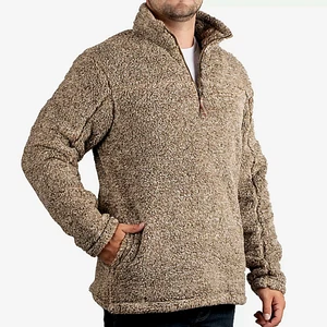 MEN'S S MEMBER'S MARK ALPINE SHERPA SIDE POCKETS 1/4 ZIP SOFT PULLOVER, BROWN - Bild 1 von 10