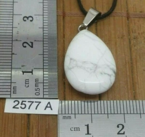 Pendentif HOWLITE + cordon reglable mineraux pierre semi precieuse bijou reiki - Picture 1 of 2