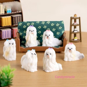 6 Stück Maßstab 1:12 Puppenhaus Miniatur Cartoon Süßer Hund Welpe Haustier Tier - Picture 1 of 11