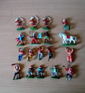 Indianer Cowboy Pferd Figuren Wild West Hart Gummi DDR? Spielzeug Vintage Retro - Bild 1 von 4