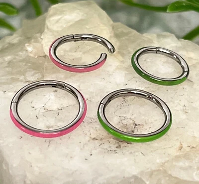 1pc Hinged Segment Ring Glow in the Dark Outer Edge Septum Hoop Helix Daith 16g - Image 1 of 4