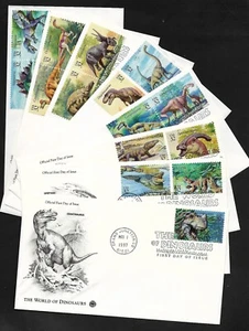 #3136a-o 32c Dinosaurs - Full Set of 15 on 8 PCS FDCs - Picture 1 of 5