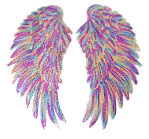 27cm Pailletten Flügel bunt pink Applikation Bügelbild Wings Patch Engel lila - Picture 1 of 9
