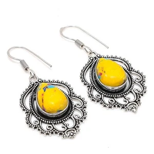 Mosaic Jasper Gemstone 925 Sterling Silver Jewelry Earring 1.85 " Q978 - Picture 1 of 6