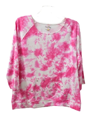 Толстовка Coral Bay верхний передние карманы 3/4 рукав розовый белый галстук краситель женщин L - Изображение 1 из 4