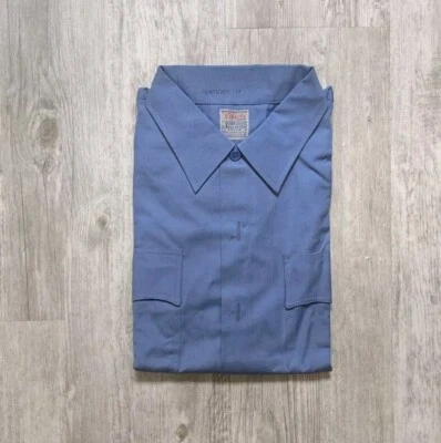 Nuevo de Lote Antiguo 1960 Elbeco Algodón Sanforizado Popelina Ropa de Trabajo Uniforme Camisa 17 XL Foto 1 de 4